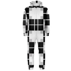 Plaid Black White Hooded Jumpsuit (men)  by Mariart