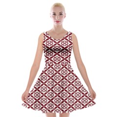 Pattern Kawung Star Line Plaid Flower Floral Red Velvet Skater Dress by Mariart