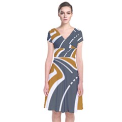 Transparent All Road Tours Bus Charter Street Short Sleeve Front Wrap Dress by Mariart