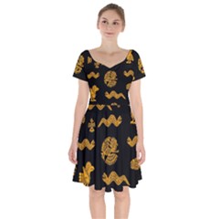 Aztecs Pattern Short Sleeve Bardot Dress by Valentinaart