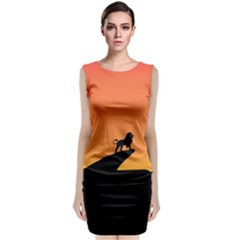 Lion Sunset Wildlife Animals King Classic Sleeveless Midi Dress by Nexatart