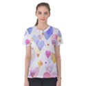 Watercolor cute hearts background Women s Cotton Tee View1