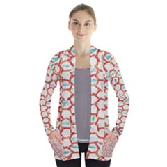 Honeycomb Pattern       Women s Open Front Pockets Cardigan by LalyLauraFLM