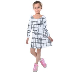 Structure Pattern Network Kids  Long Sleeve Velvet Dress by Nexatart