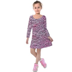 Leaves Pink Background Texture Kids  Long Sleeve Velvet Dress by Nexatart