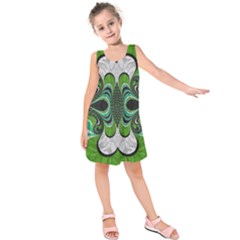 Fractal Art Green Pattern Design Kids  Sleeveless Dress by Nexatart