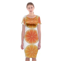 Orange Discs Orange Slices Fruit Classic Short Sleeve Midi Dress by Nexatart