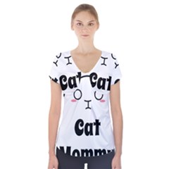 Love My Cat Mommy Short Sleeve Front Detail Top by Catifornia