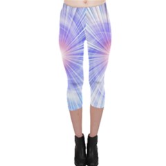 Creation Light Blue White Neon Sun Capri Leggings  by Mariart