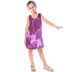 Lotus Sunflower Sakura Flower Floral Pink Purple Polka Leaf Polkadot Waves Wave Chevron Kids  Sleeveless Dress by Mariart