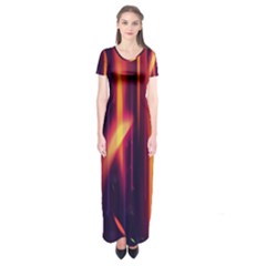 Perfection Graphic Colorful Lines Short Sleeve Maxi Dress by Mariart