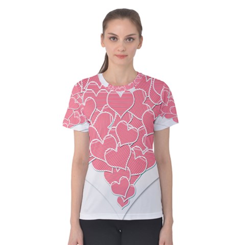 Heart Stripes Symbol Striped Women s Cotton Tee by Nexatart