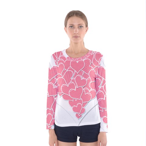 Heart Stripes Symbol Striped Women s Long Sleeve Tee by Nexatart