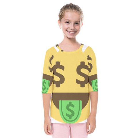 Money Face Emoji Kids  Quarter Sleeve Raglan Tee by BestEmojis