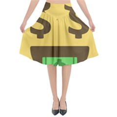 Money Face Emoji Flared Midi Skirt by BestEmojis