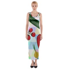 Vegetables Cucumber Tomato Fitted Maxi Dress by Nexatart