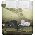 Wonderful Whte Unicorn With Black Horse Duvet Cover Double Side (King Size) View1