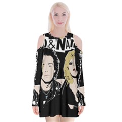 Sid And Nancy Velvet Long Sleeve Shoulder Cutout Dress by Valentinaart