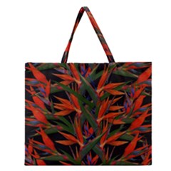 Bird Of Paradise Zipper Large Tote Bag by Valentinaart