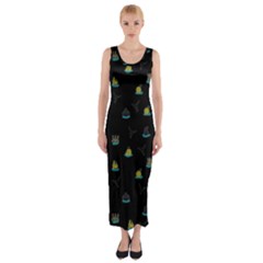 Cactus Pattern Fitted Maxi Dress by ValentinaDesign