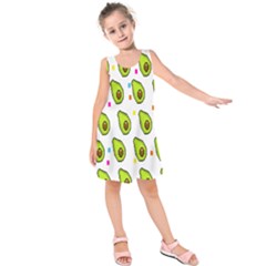 Avocado Seeds Green Fruit Plaid Kids  Sleeveless Dress by Mariart