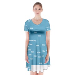 Peta Anggota City Blue Eropa Short Sleeve V-neck Flare Dress by Mariart