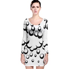 Splash Bubble Black White Polka Circle Long Sleeve Velvet Bodycon Dress by Mariart