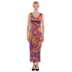 Abstract Art Fitted Maxi Dress by ValentinaDesign