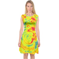 Abstract Art Capsleeve Midi Dress by ValentinaDesign