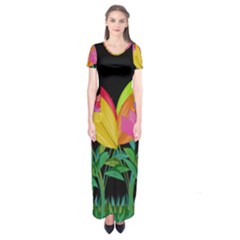 Tulips Short Sleeve Maxi Dress by ValentinaDesign