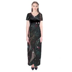 Abstract Design Short Sleeve Maxi Dress by ValentinaDesign