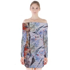 Abstract Design Long Sleeve Off Shoulder Dress by ValentinaDesign