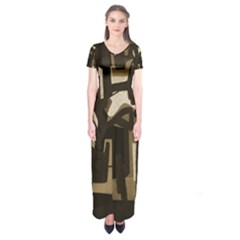 Abstract Art Short Sleeve Maxi Dress by ValentinaDesign