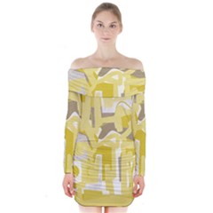 Abstract Art Long Sleeve Off Shoulder Dress by ValentinaDesign