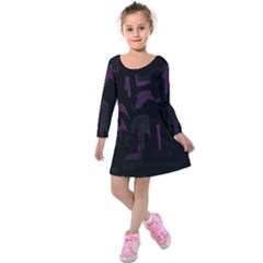 Abstract Art Kids  Long Sleeve Velvet Dress by ValentinaDesign