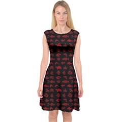 Fish Pattern Capsleeve Midi Dress by ValentinaDesign