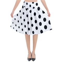 Polka Dot Black Circle Flared Midi Skirt by Mariart