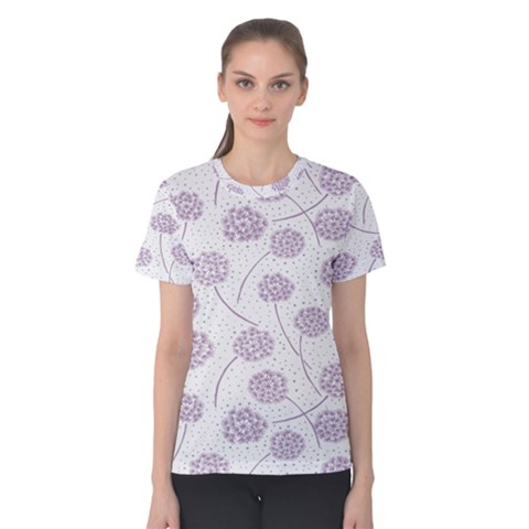 Purple Tulip Flower Floral Polkadot Polka Spot Women s Cotton Tee by Mariart