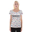 Floral pattern Women s Cap Sleeve Top View1