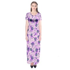 Floral Pattern Short Sleeve Maxi Dress by ValentinaDesign