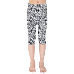 Gray Scale Pattern Tile Design Kids  Capri Leggings  by Nexatart