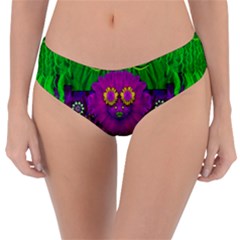 Summer Flower Girl With Pandas Dancing In The Green Reversible Classic Bikini Bottoms by pepitasart