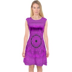 Purple Mandala Fashion Capsleeve Midi Dress by pepitasart