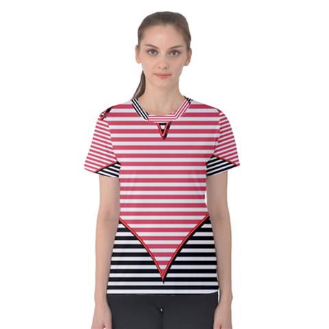 Heart Stripes Symbol Striped Women s Cotton Tee by Nexatart