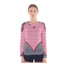 Heart Stripes Symbol Striped Women s Long Sleeve Tee View1