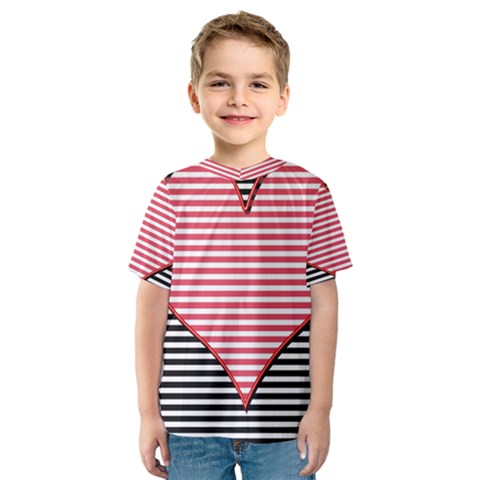 Heart Stripes Symbol Striped Kids  Sport Mesh Tee by Nexatart