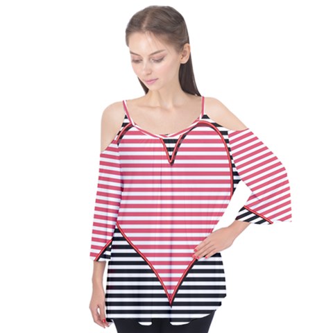 Heart Stripes Symbol Striped Flutter Tees by Nexatart