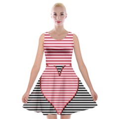 Heart Stripes Symbol Striped Velvet Skater Dress by Nexatart