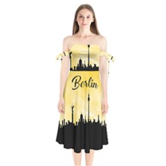 Berlin Shoulder Tie Bardot Midi Dress by Valentinaart