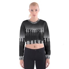 Chess Pieces Cropped Sweatshirt by Valentinaart